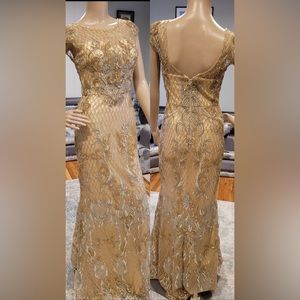 Beautiful beaded sequins gold dress
